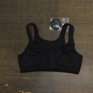NWT ZUZIFY Womens Racerback Front Closure Mesh Back Sports Bra Black 36B